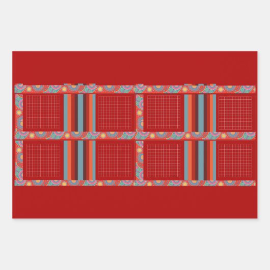 Desi Wedding Style Deep Red Design Inpakpapier Vel (Voorkant 3)