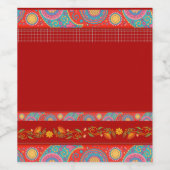 Desi Wedding Style Deep Red Design Wijn Etiket (Enkel label)