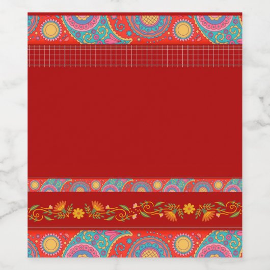 Desi Wedding Style Deep Red Design Wijn Etiket (Enkel label)