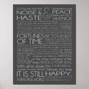 Desiderata 11x14 Witte tekst op grijs Poster