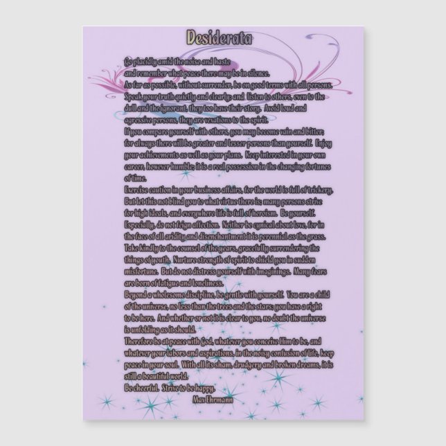 Desiderata 5x7 Magneten (Voorkant)