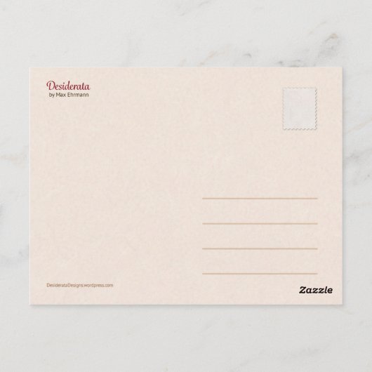 Desiderata Ansichtkaart Briefkaart (Achterkant)