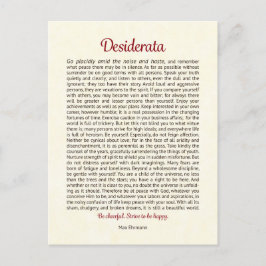 Desiderata-ansichtkaart Briefkaart