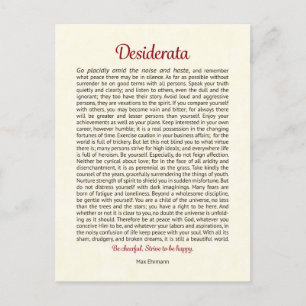 Desiderata-ansichtkaart   Desiderata Mini Kunst Briefkaart