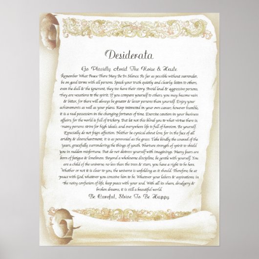 DESIDERATA Antique Florentine Scroll Poster (Voorkant)
