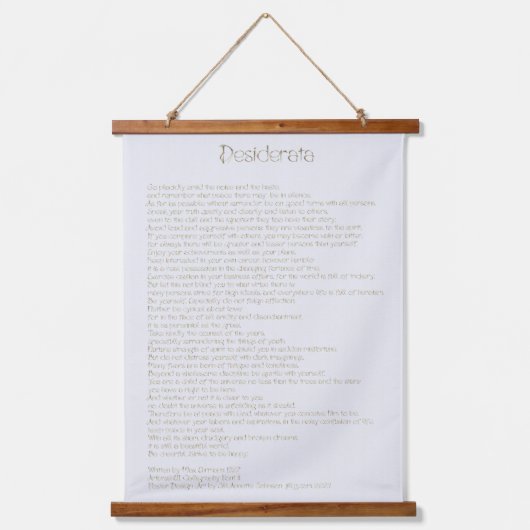 Desiderata ArtbrushUI Hand Jewel Hand Font Hangend Wandkleed (Voorkant)