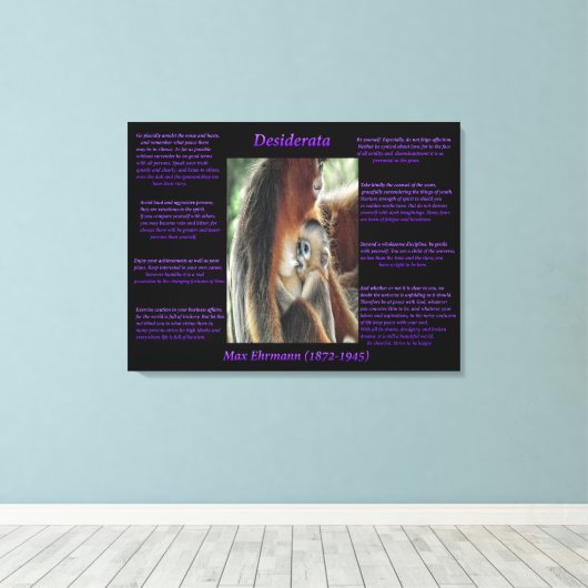 Desiderata Baby Monkey Love Canvas Afdruk (Insitu (Houten vloer))