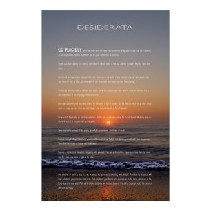DESIDERATA Beach Golden Sunrise Perfect Poster