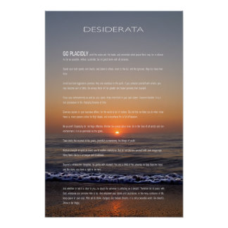 DESIDERATA Beach Golden Sunrise Perfect Poster