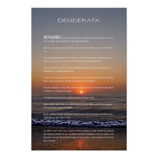 DESIDERATA Beach Golden Sunrise Perfect Poster (Voorkant)