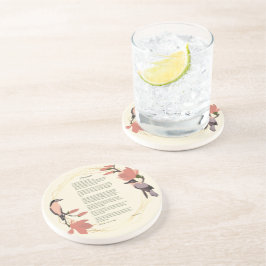 Desiderata Birds Bruin Bloemen Krans Goud Lijst Zandsteen Onderzetter