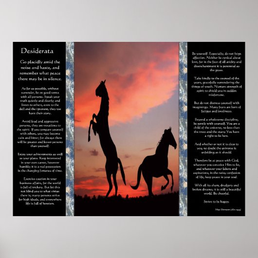Desiderata Black Hengst Sunset Poster (Voorkant)