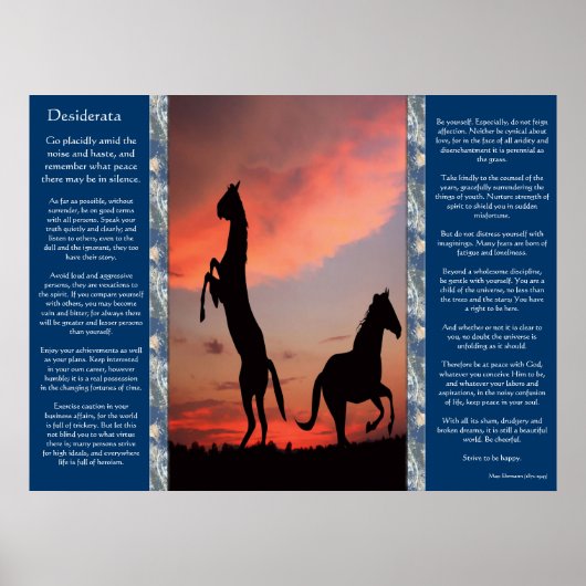 Desiderata Black Stallone silhouette Posters (Voorkant)