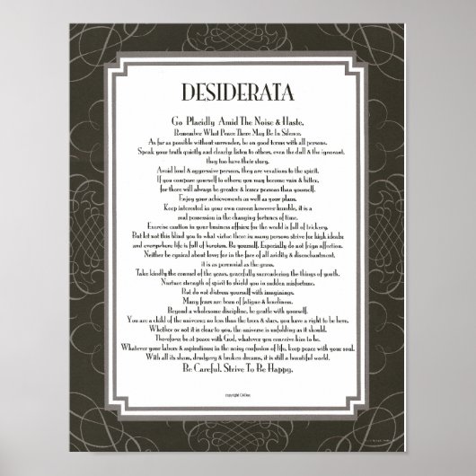 DESIDERATA Blackswirl Sans Poster (Voorkant)
