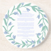 Desiderata Blauwe Bloemenkrans Zandsteen Onderzetter (Voorkant)