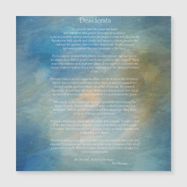 Desiderata Blue Background Magnet (Voorkant)