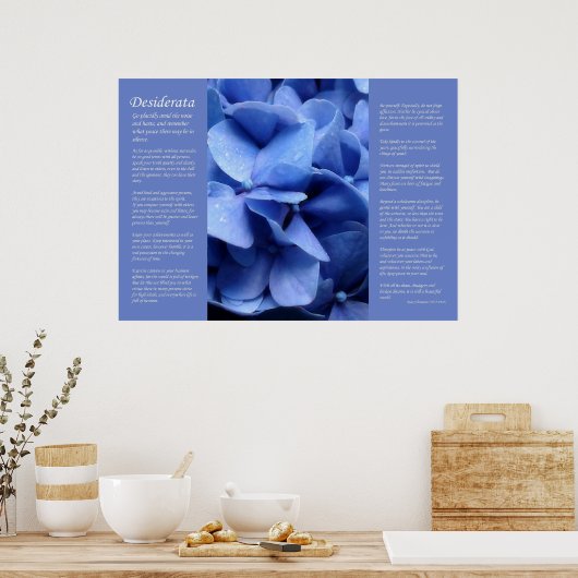 Desiderata - Blue Hydrangea Poster (Keuken)