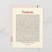 Desiderata Briefkaart (Voorkant / Achterkant)