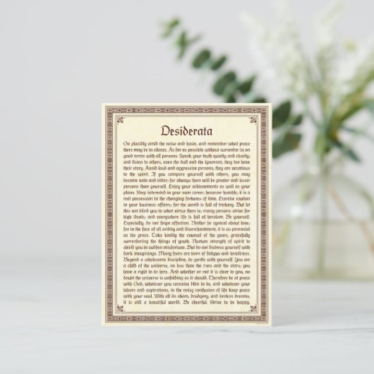 Desiderata-Briefkaart Briefkaart (Staand voorkant)