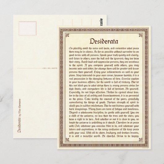 Desiderata-Briefkaart Briefkaart (Voorkant / Achterkant)