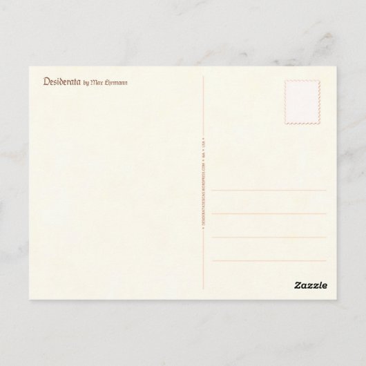 Desiderata-Briefkaart Briefkaart (Achterkant)