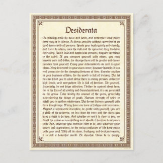 Desiderata-Briefkaart Briefkaart