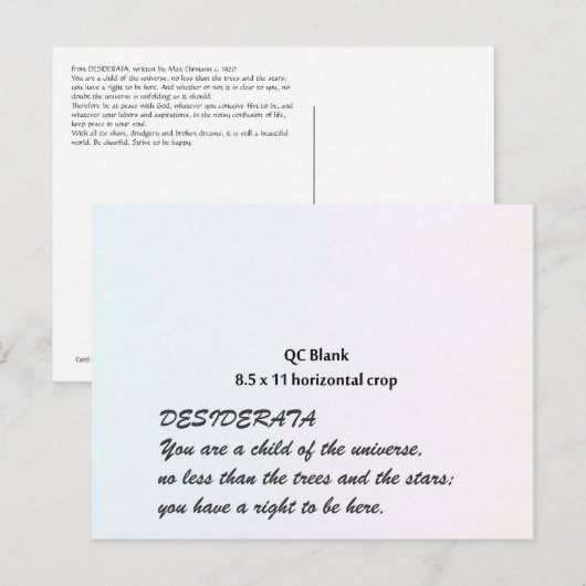 DESIDERATA-briefkaart Briefkaart (Voorkant / Achterkant)