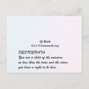 DESIDERATA-briefkaart Briefkaart