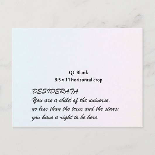 DESIDERATA-briefkaart Briefkaart (Voorkant)