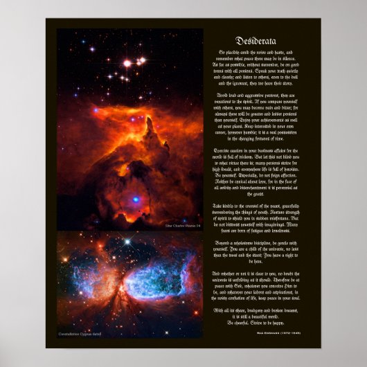 Desiderata - Buitenruimteschoonheid van de Univers Poster (Voorkant)
