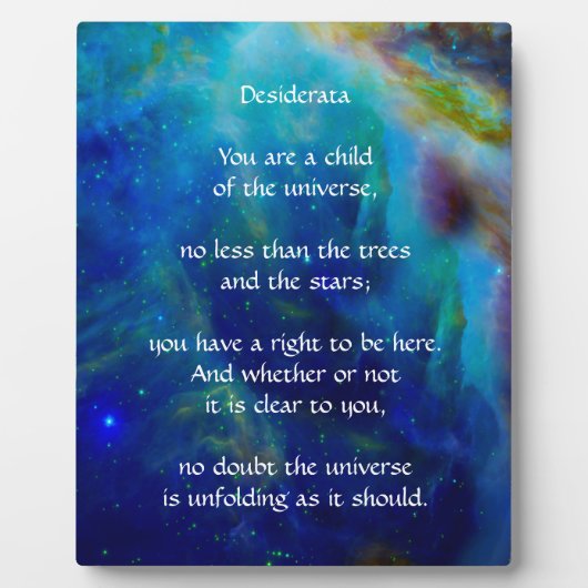 Desiderata Child of Universe Fotoplaat (Voorkant)