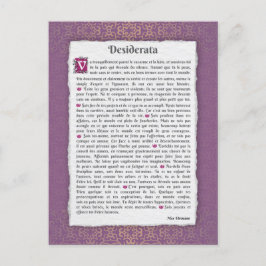 Desiderata - Choses désirées - poème Briefkaart