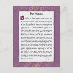 Desiderata - Choses désirées - poème Briefkaart
