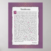 Desiderata - Choses désirées - poème Poster (Voorkant)