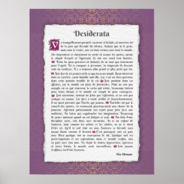 Desiderata - Choses désirées - poème Poster