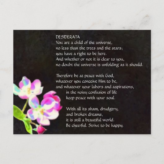 DESIDERATA Cosmic Blossoms briefkaart (Voorkant)