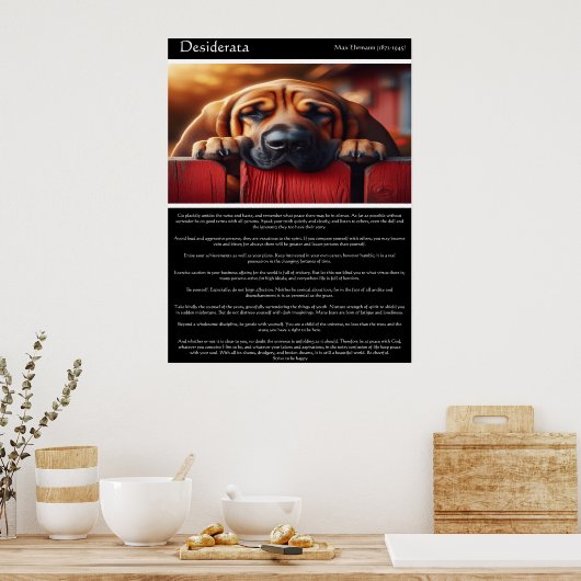 Desiderata: De tevredenheid van een hond Poster (Keuken)