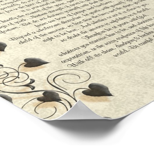 Desiderata "desired things", prose on parchment poster (Hoek)