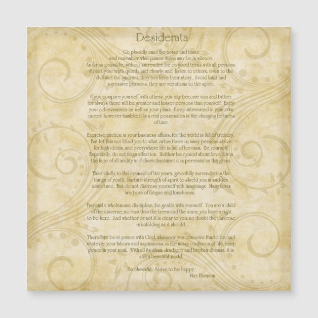 Desiderata door Max Ehrmann Magnet (Voorkant)