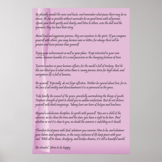 Desiderata door Max Ehrmann poster (Voorkant)