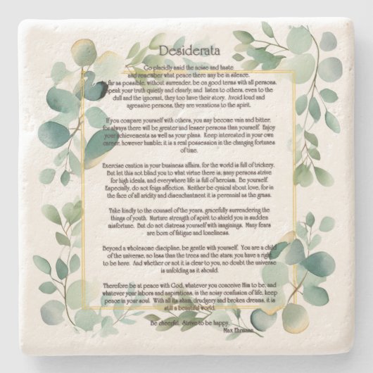 Desiderata door Max Ehrmann Stenen Onderzetter (Voorkant)