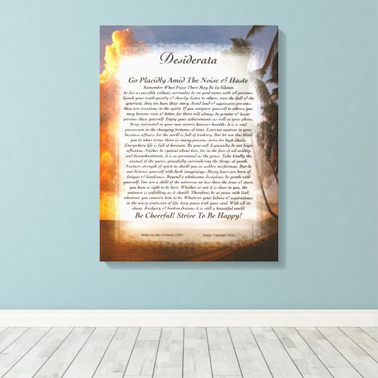 DESIDERATA door Max Ehrmann-Tropical Sunset Canvas Afdruk (Insitu (Houten vloer))
