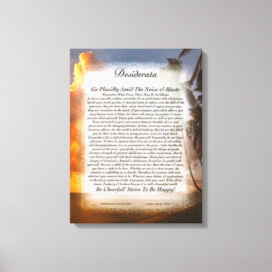 DESIDERATA door Max Ehrmann-Tropical Sunset Canvas Afdruk (Voorkant)