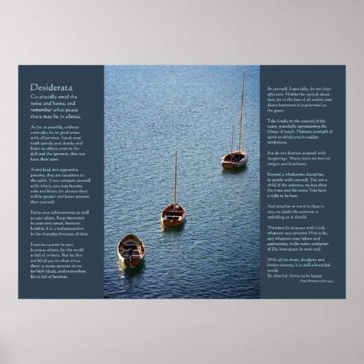 Desiderata - Drie vaten op het water Poster (Voorkant)