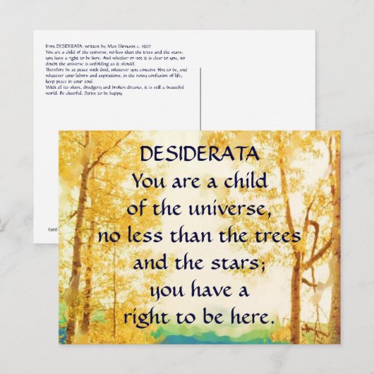 DESIDERATA Faded Aspens-briefkaart Briefkaart (Voorkant / Achterkant)