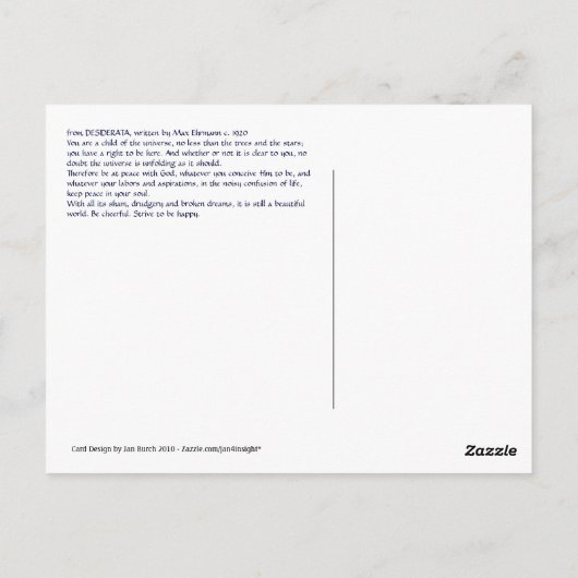 DESIDERATA Faded Aspens-briefkaart Briefkaart (Achterkant)