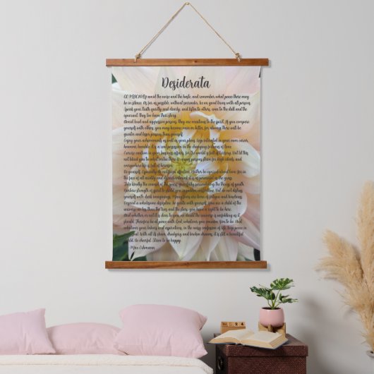 Desiderata Gedicht Blush Roze Dahlia Bloom Hangend Wandkleed (Slaapkamer)