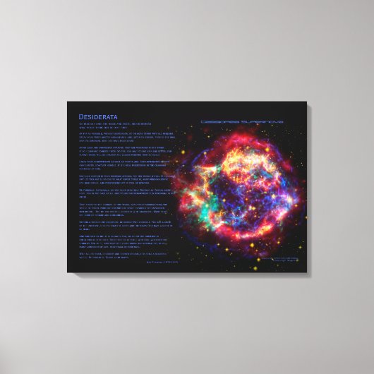 Desiderata Gedicht, Cassiopeia, Melkweg Supernova Canvas Afdruk (Voorkant)