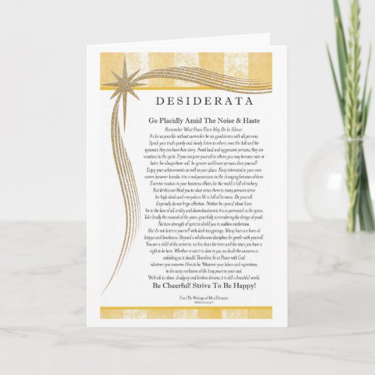 Desiderata Gedicht Goud Ster Ontwerper Kaart (Voorkant)