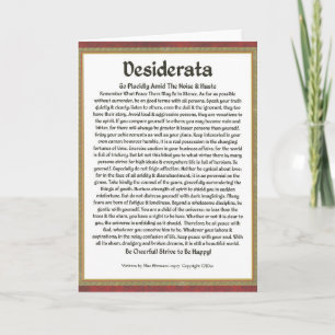 DESIDERATA Gedicht  Max Ehrmann-Middeleeuwse kalli Kaart